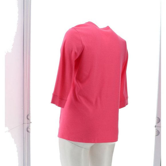 NWT DENIM & CO. ESSENTIALS 3/4 SLEEVE‎ TUNIC PINK XXS - Picture 4 of 12